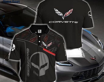 Skull Logo Chevrolet Corvette Sport 3D Polo T-Shirt Size S-5XL