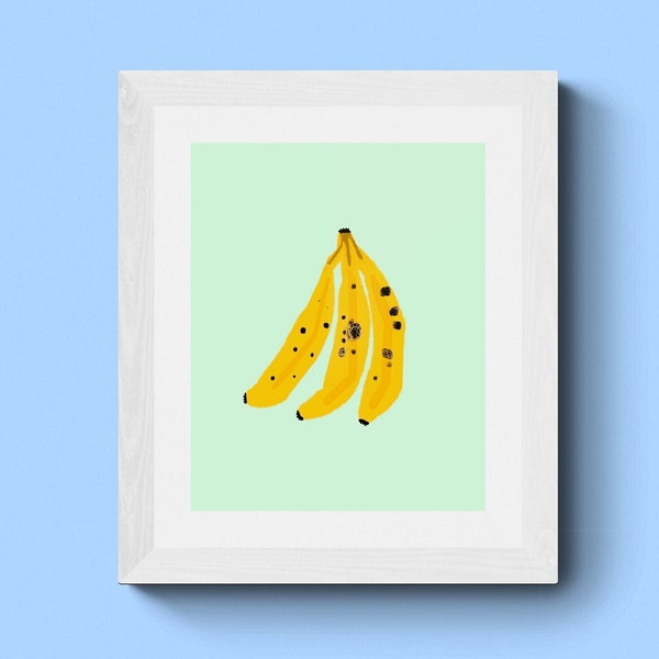 Spotty Banana Wall Art For Her Kitchen| Yellow Ripe Banana Wall Decor| Wall Art For Cafe & Cafeteria| Wall Decor For Chef| Fruit Junkie Art