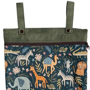 SEALED SEAMS Kitchen or Stroller Wet Bag with Two Top Snap Straps Bags & Purses Nappy Bags Animal Kingdom Fabric 