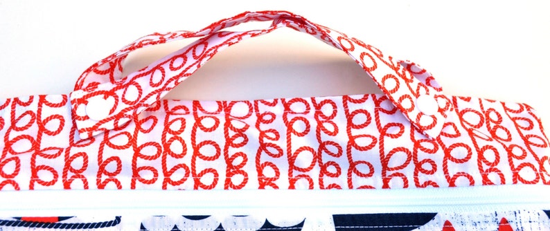 Kitchen or Stroller Wet Bag with Two Top Snap Straps Vintage Campers Fabric SEALED SEAMS