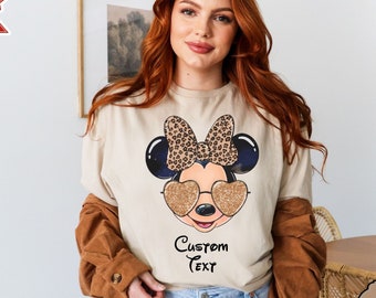 Leopard Minnie Maus Shirt, Disney Frau Shirt, Minnie Safari Leopard Shirt, Mädchen Trip Minnie Ohren Shirt, Disney Mom, Animal Kingdom Shirt