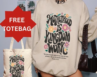 Motherhood is Kingdom Work Shirt, Christian Mom Shirt, Retro Christian Mom Shirt, Christian Mothers Day Shirt, Bible Shirt