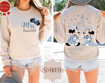 Disney Mrs And Mr Two Sided Shirt, Mickey Minnie Couple Happy Ever After Tee, Disney Wedding Shirts, Just Married Honeymoon Matching Shirt