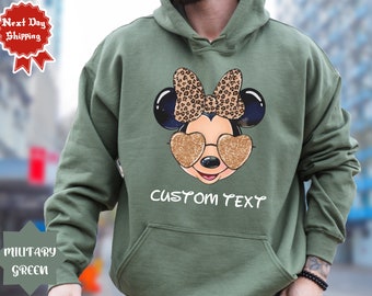 Leopard Minnie Mouse sweatshirt Woman Disney Shirt Minnie Safari Leopard Shirt Girls Trip Minnie Ears Shirt, Disney Mom Animal Kingdom Shirt
