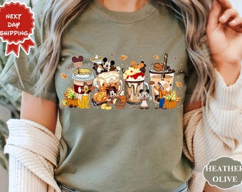 Disney Fall Coffee Shirt, Mickey Minnie Thanksgiving Tee, Pumpkin Spice Latte Shirt, Disney Autumn Shirt, Fall Trip Tee