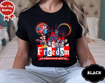 Camiseta personalizada del 4 de julio con el ratón y sus amigos, 4 de julio patriótico de Disney, camisetas de Disney a juego para el 4 de julio, camisetas familiares a juego para el 4 de julio