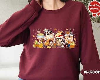 Disney Fall Coffee Shirt, Mickey Minnie Thanksgiving Tee, Pumpkin Spice Latte Shirt, Disney Autumn Shirt, Fall Trip Tee