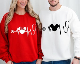 Disney Stethoscope Nursing Shirt, Mickey and Minnie Heartbeat Tee, Disney Nurse Trip Gifts, Nurse Life Shirt, Mickey Mouse Pulse shirt