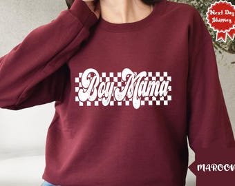Checkers Boy Mama Shirt, Retro Girl Mama Shirt, Retro Boy Mama Tee,Motherhood Tshirt, Checkered Shirts,Boy Girl Mama Club