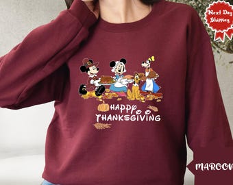 Cute Mickey And Friends Happy Thanksgiving Shirt, Disney Thanksgiving T-Shirt, Happy Thanksgiving Tee, Disney Fall Vibes Tee