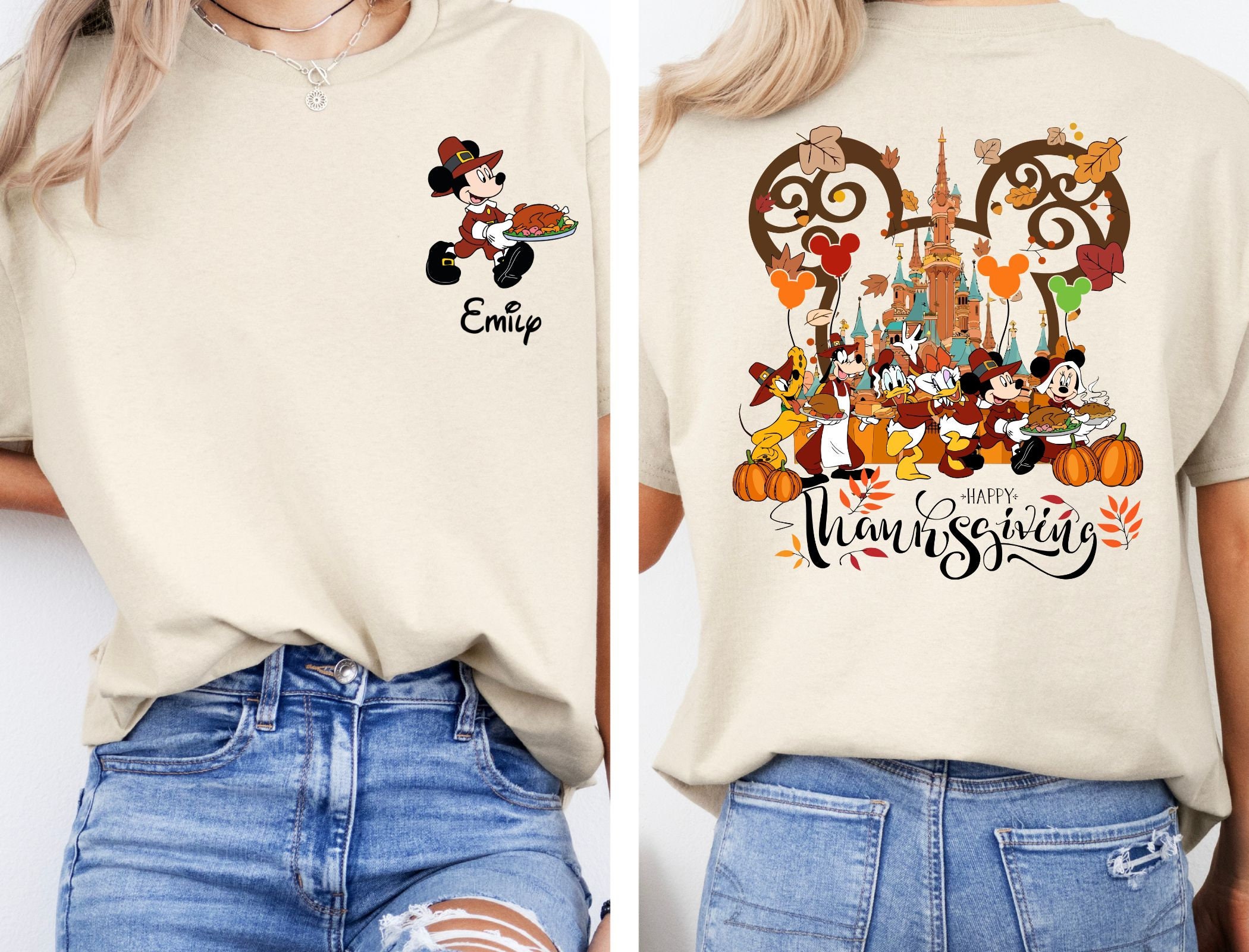 Camiseta de Acción de Gracias de Disney Mickey y sus amigos 2025, viaje de otoño para Acción de Gracias, camiseta de regalo de Disney a juego para la familia de Acción de Gracias de Disney, personalizada de Disney