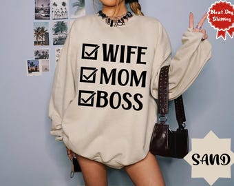 Wife Mom Boss Shirt, Funny Mom Shirt, Sarcastic Mum Shirt, Gift For Wife From Husband, Mom Shirt Funny, Mothers Day Shirt, Mom Gift