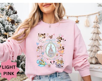 Retro Coquette Bow Disney Shirt Mickey Minnie Girls Trip Tee Magic Kingdom Disneyland Matching Tee Best Day Ever Disney World Vacation Shirt