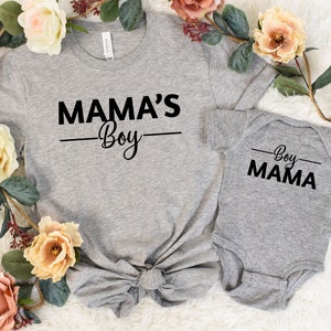 Matching Mommy & Me Shirt - Boy Mama T-Shirt - Mama&#39;s Boy Toddler Tee - Mommy and Son Matching Set - New Mom Shirt