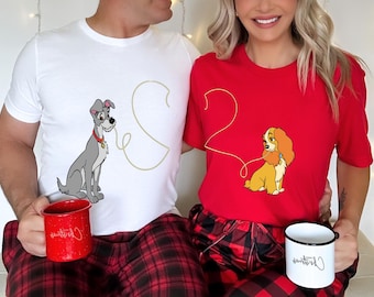 Disney Lady And The Tramp Spaghetti Couples Shirt, Disney Lady And Tramp Shirt, Couple Love Shirt, Romantic Shirt, Valentin Day Shirt