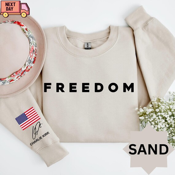 Charlie Kirk Freedom Shirt Men Tshirt Hero Charlie Kirk Crew Neck
