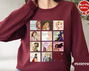 Retro In My Disney Princess Era Shirt, Disney All Princess Quotes Tee, Tiana Ariel Elsa Rapunzel Belle Jasmine Tee, Magic Kingdom Girl Trip