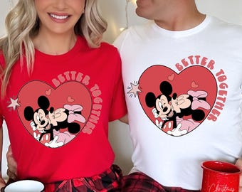 Camiseta Disney Better Together, camiseta Mickey y Minnie Love, camiseta Disney para San Valentín, camiseta Disney Couple, regalo para novia
