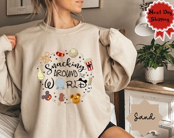 Snacking Around the World Sweatshirt, Disney Snacks hoodie, Magic Kingdom Snacking hoodie, Disney Snacking hoodie, Epcot toddler sweatshirt