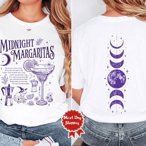 レトロなミッドナイトマルガリータシャツ、プラクティカルマジックTシャツ、レトロなハロウィン映画シャツ、女の子用テキーラシャツ、不気味な季節のギフト 画像 2