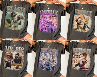 Disney Zootopia shirt met 2 personages, Judy Hopps Nick Wilde Gary De'Snake-T-shirt, Zootropolis, Disneyland Family 2026-reis, Comfort Colors®