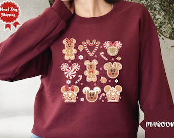 Retro Disney Gingerbread Christmas Sweatshirt, Mickey Minnie Christmas shirts, Mickey's Very Merry Christmas Shirt, Christmas Party shirt