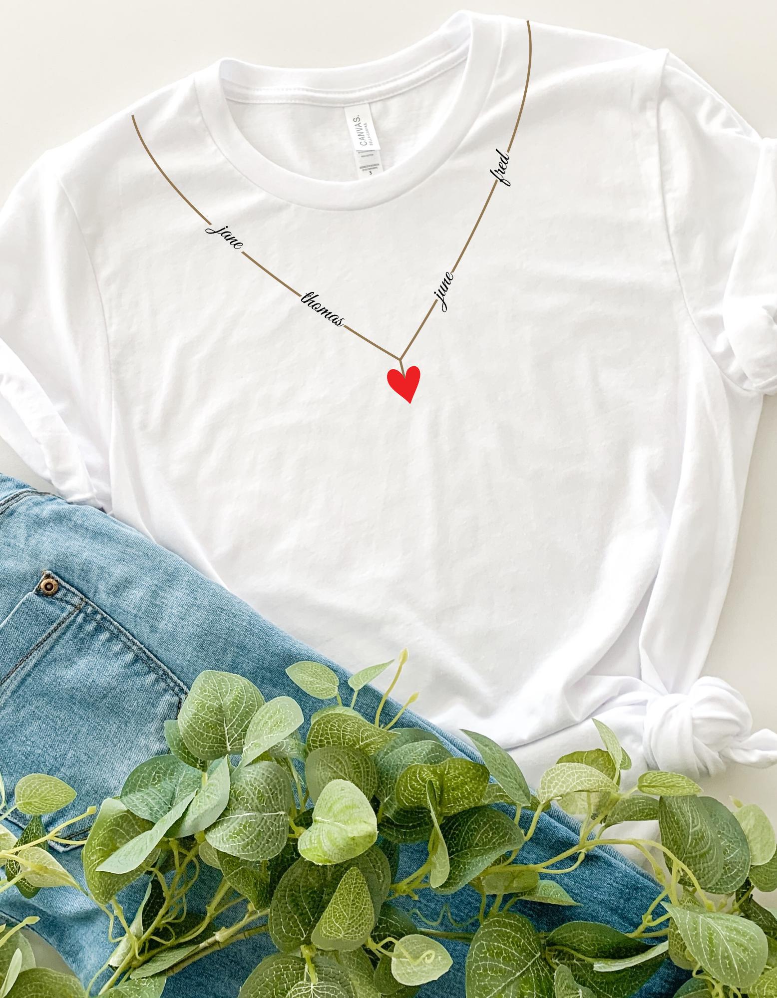 Custom Mama T-shirt with Kid Name on neck, Personalized Mom shirt, Minimalist Momma SHIRT, Christmas Gift for Mom, Gift for Her