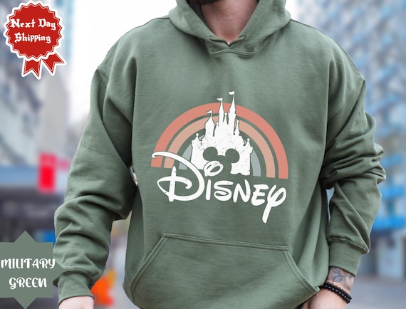 Disney Castle Rainbow Sweatshirt Hoodies-Kids and Adults Sizes-Disney Retro Sweatshirt-Disney Family Shirt-Disney Castle Mickey Head Shirt