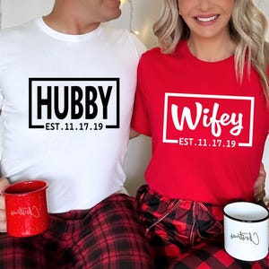 Wifey and Hubby Shirt, Wedding Party Shirt, Honeymoon Shirt,Wedding Shirt,Wife and Hubs Shirts, Just Married Shirts, Matching Couple Shirt
