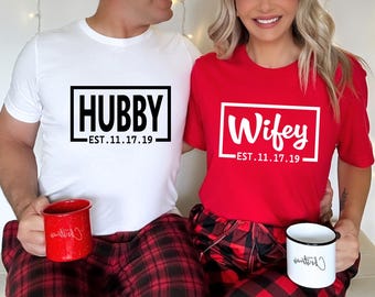 Wifey and Hubby Shirt, Wedding Party Shirt, Honeymoon Shirt,Wedding Shirt,Wife and Hubs Shirts, Just Married Shirts, Matching Couple Shirt