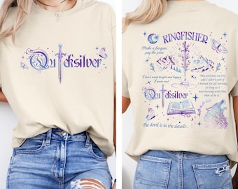 Koszulka inspirowana książką „Zimorodek” z rtęcią | Koszulka z cytatem „Miecz i Księżyc, Wilkołak, Motyl i Witchy” w stylu gotyckim i z mrocznym motywem akademickim