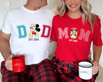 Camisetas de Disney para mamá y papá, camiseta de Mickey para papá, camiseta de Minnie para mamá, camiseta de la familia Disney, camiseta de nueva mamá, camiseta de nuevo papá
