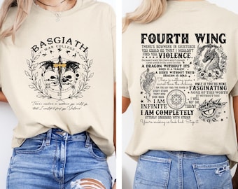 Fourth Wing tshirt, Dragon Rider tshirt, Basgiath War College Shirt, The Empyrean Series,Violet Sorrengail Fantasy Book