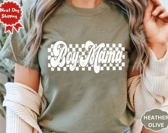 Camiseta de cuadros para mamá, camiseta retro para mamá, camiseta retro para mamá, camiseta para maternidad, camisas a cuadros, club de mamás para niño y niña