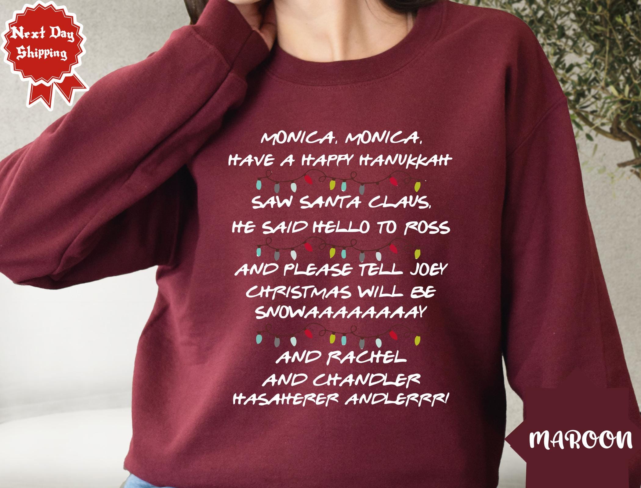 Monica Monica Have A Happy Hanukkah Christmas Gift Shirt Christmas Shirt Phoebe s Song Shirt Etsy