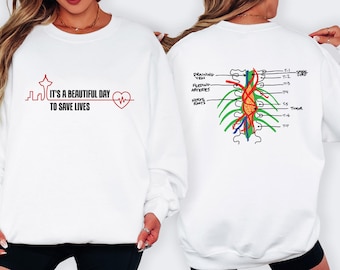 Grey's Anatomy "It's a beautiful day to save lives" Sweatshirt & Hoodie | TV Series Design Apparel, Grey Sloan Memorial Hospital Fans Gift