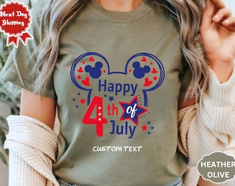 Camiseta con el feliz 4 de julio de Estados Unidos, camisetas del 4 de julio de Disney, camiseta familiar del Día de la Independencia, camiseta de Mickey Minnie del 4 de julio, camiseta a juego de Disney