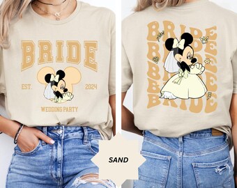 Camiseta de novia de Disney Minnie, camiseta de despedida de soltera, camiseta de novia de Mini Mouse, camiseta de novio de Mickey Mouse, camiseta de fiesta nupcial a juego