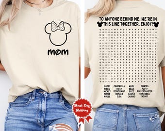 Camiseta interactiva divertida de Disney, rompecabezas de doble cara de Disney, camiseta Disney para papá, camiseta Disney para mamá, camiseta Disneyworld
