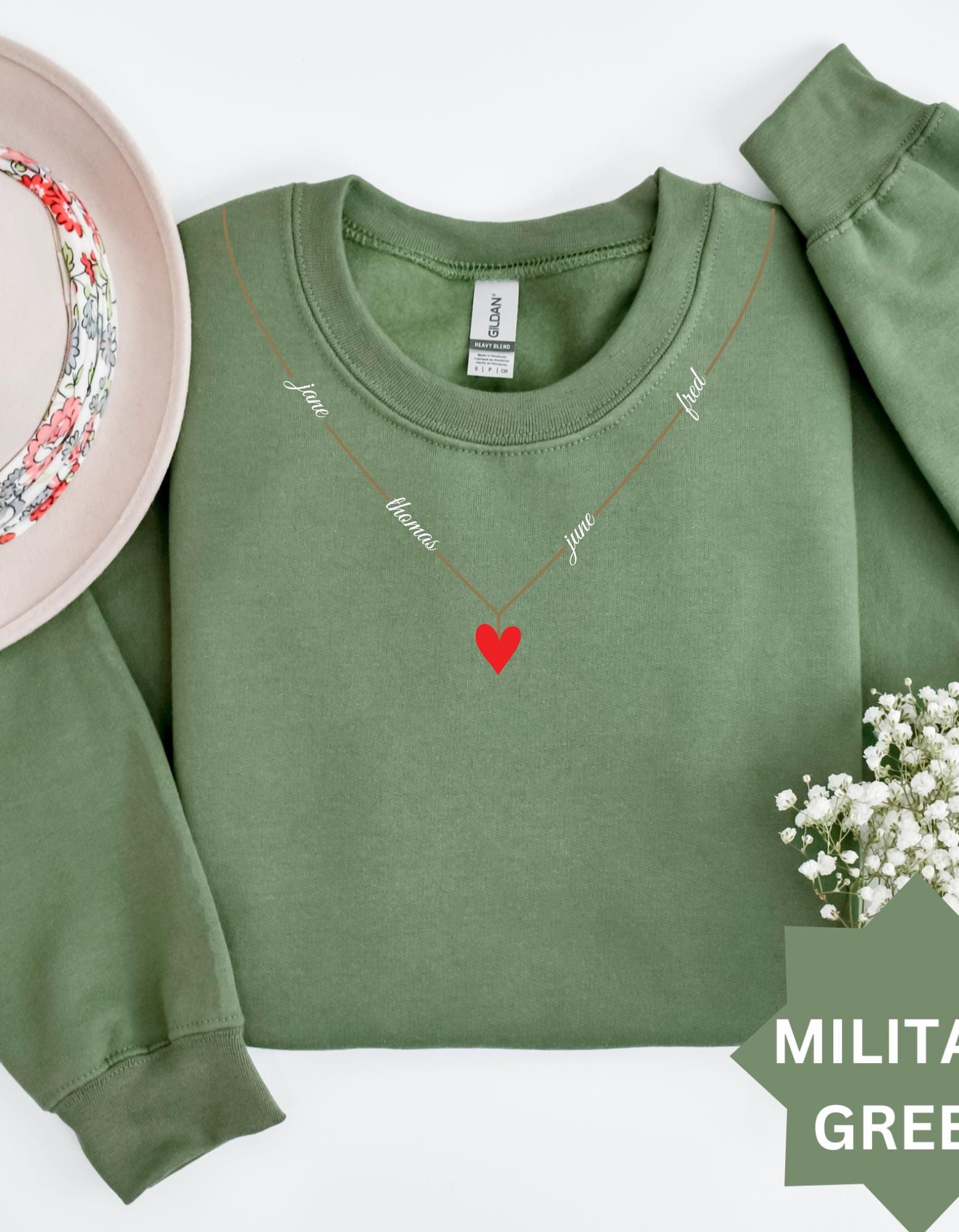 Custom Mama Sweatshirt with Kid Name on neck, Personalized Mom Sweatshirt, Minimalist Momma Sweater, Christmas Gift for Mom, Gift for Her