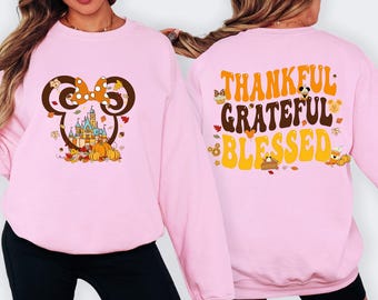 Disney Thanksgiving Shirt, Thankful Grateful Blessed Shirt, Mickey Family Thanksgiving Shirt, Disney Happy Thanksgiving Minnie Fall Shirt