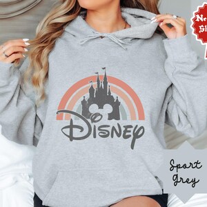 Disney Castle Rainbow Sweatshirt Hoodies-Kids and Adults Sizes-Disney Retro Sweatshirt-Disney Family Shirt-Disney Castle Mickey Head Shirt imagen 3