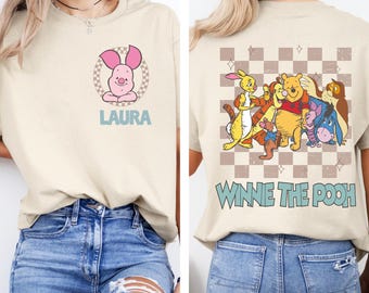 Retro Winnie the Pooh Shirt, Disney Checkered Pooh Friends Shirt, Disney Family Matching Shirt, Disneyland Vacation Shirt, Piglet Tigger Tee