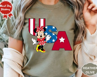 Koszulka Disney Minnie And Mickey USA 4th July, Koszulka z flagą USA, Koszulka 4th of July, Koszulka Disney World, Patriotyczna koszulka 4th of July