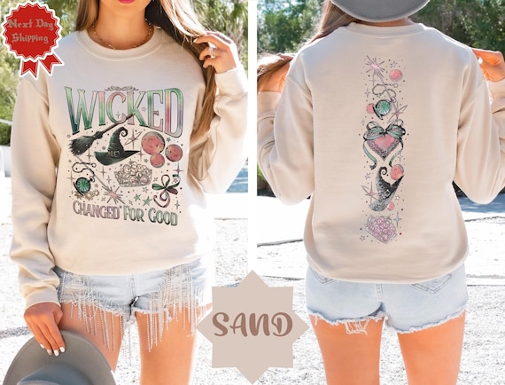 Retro Wicked Together We’re Unlimited Sweatshirt, Defy Gravity Broomstick Magic Wand Sweater, Wicked The Musical, Wizard Movie Fan Sweater