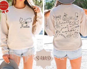 Literally Just A Nurse Shirt Custom Registered Nurse Shirt Nurse Doodles Shirt Nursing School Grad Gift LPN Postpartum Nurse