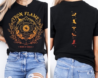 Chemise Iron Flame, chemise Fourth Wing, chemise Rebecca Yarros, chemise Dragon Rider, Sorrengail violette, chemise livresques, chemise Basgiath War College