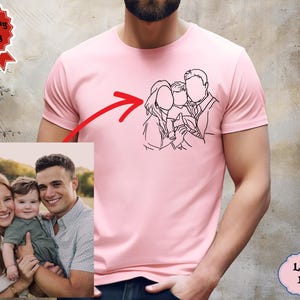 Custom Family Portrait tshirt Outline Photo T-shirt Line Art Crewneck Custom Portrait from Photo Custom Line Art Tee Outline Photo Shirt