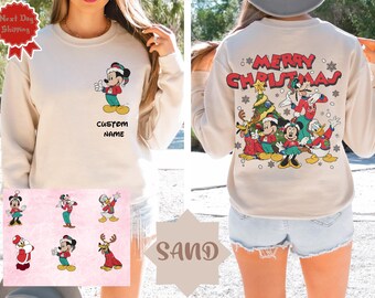 2-Sided Mickey And Friends Christmas Shirt, Disney Family Xmas Matching Tshirt, Mickey Very Merry Xmas Sweatshirt, The Magic Kingdom