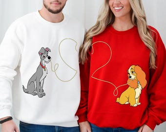 Disney Lady And The Tramp Spaghetti Couples Shirt, Disney Lady And Tramp Shirt, Couple Love Shirt, Romantic Shirt, Valentin Day Shirt